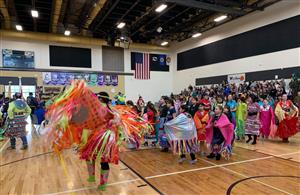 picture of powwow dancers at competition